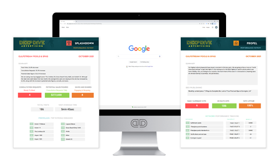 Pool dealer website SEO performance dashboard